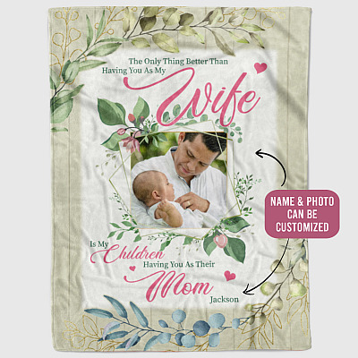 Alternative view of Personalized Photo the Only Thing Better than Having You Fleece Blanket-Mink Sherpa Blanket-Woven Blanket