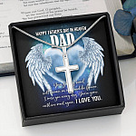 Happy Father's Day in Heaven Dad Your Guiding Hand Will Remain Sympathy Gifts Artisan Crafted Cross Necklace