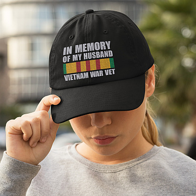 Alternative view of In Memory Of My Husband Vietnam War Veteran Twill Cap - High-Profile Snapback Hat - Trucker Hat - Beanie
