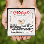 To My Granddaughter Someday When the Pages of My Life End Keep Me in Your Heart Interlocking Hearts Pendant Necklace