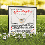 To My Granddaughter Someday When the Pages of My Life End Keep Me in Your Heart Interlocking Hearts Pendant Necklace
