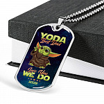 Personalized Yoda Best Dad Love You We Do Baby Yoda Dad Gifts Dog Tag Pendant Necklace