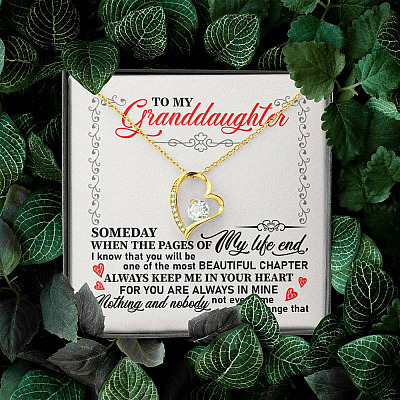 To My Granddaughter Someday When the Pages of My Life End Keep Me in Your Heart Forever Love Pendant Necklace