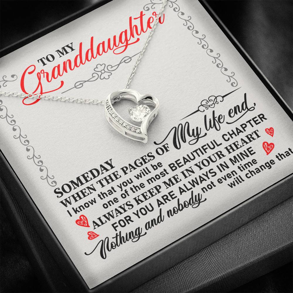 To My Granddaughter Someday When the Pages of My Life End Keep Me in Your Heart Forever Love Pendant Necklace