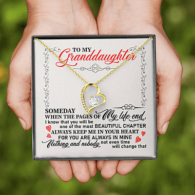 To My Granddaughter Someday When the Pages of My Life End Keep Me in Your Heart Forever Love Pendant Necklace