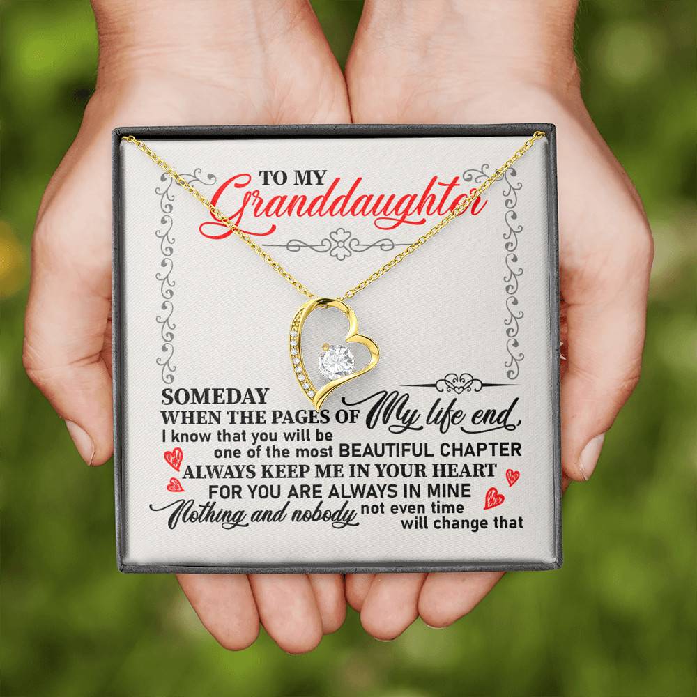 To My Granddaughter Someday When the Pages of My Life End Keep Me in Your Heart Forever Love Pendant Necklace