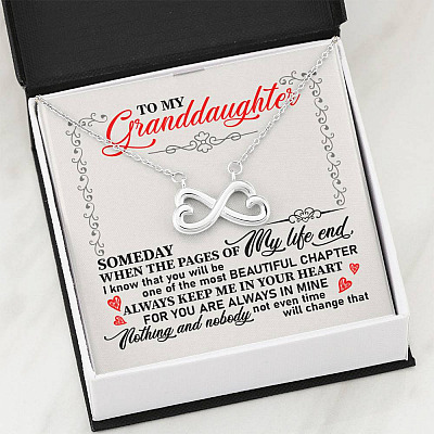 Gifts To My Granddaughter Someday When the Pages of My Life End Infinity Hearts Pendant Necklace