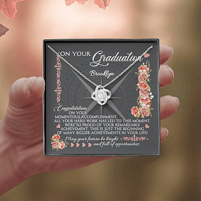 Personalized May Your Future Be Bright And Full Of Opportunities Love Knot Necklace - Graduation 2021 Gift