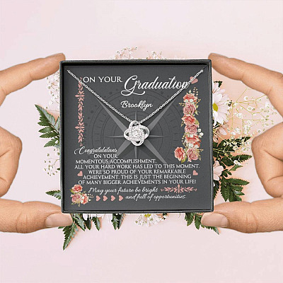 Personalized May Your Future Be Bright And Full Of Opportunities Love Knot Necklace - Graduation 2021 Gift