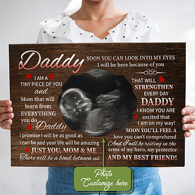 Alternative view of Personalized Photo Daddy Soon You Can Look Into My Eyes Framed Canvas Prints - Unframed Poster - Wall Art