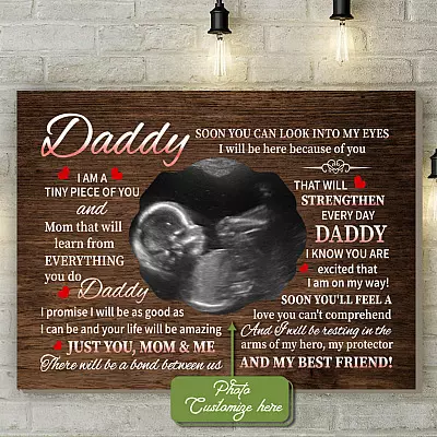 Personalized Photo Daddy Soon You Can Look Into My Eyes Framed Canvas Prints - Unframed Poster - Wall Art