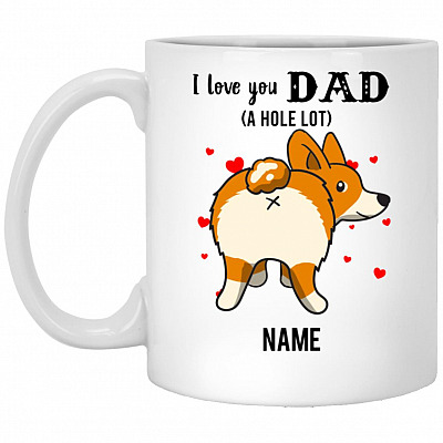 Personalized Fathers Day Dog Dad, White, 11 oz. White Mug