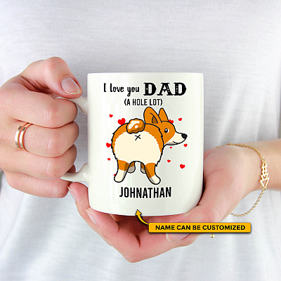 Alternative view of Personalized Fathers Day Dog Dad I Love You Dad a Hole Lot Coffee Mug - Beer Stein - Water Bottle