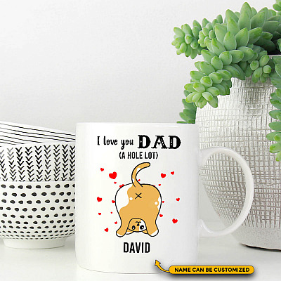 Alternative view of Personalized Fathers Day Cat Dad I Love You Dad a Hole Lot Coffee Mug - Beer Stein - Water Bottle