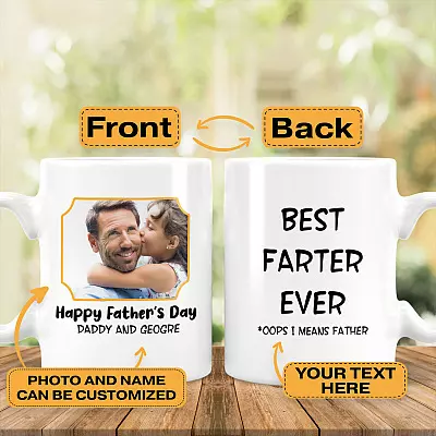 Personalized Photo Happy Father's Day Ceramic Coffee Mug - Beer Stein - Water Bottle - Color Changing Mug