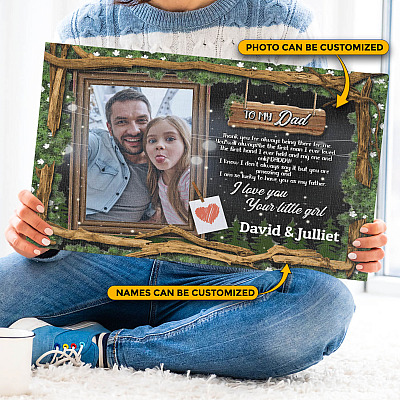 Alternative view of Custom Photo Father's Day Gift Thank You for Always Being There for Me Framed Canvas - Unframed Poster