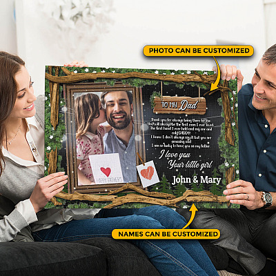 Custom Photo Father's Day Gift Thank You for Always Being There for Me Framed Canvas - Unframed Poster