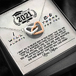 Class Of 2021 i Will Be There For You Interlocking Hearts Pendant Necklace - Graduation Gift For Her