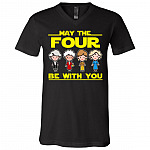 May the Four Be with You T-Shirt Only, Black, V-Neck T-Shirt