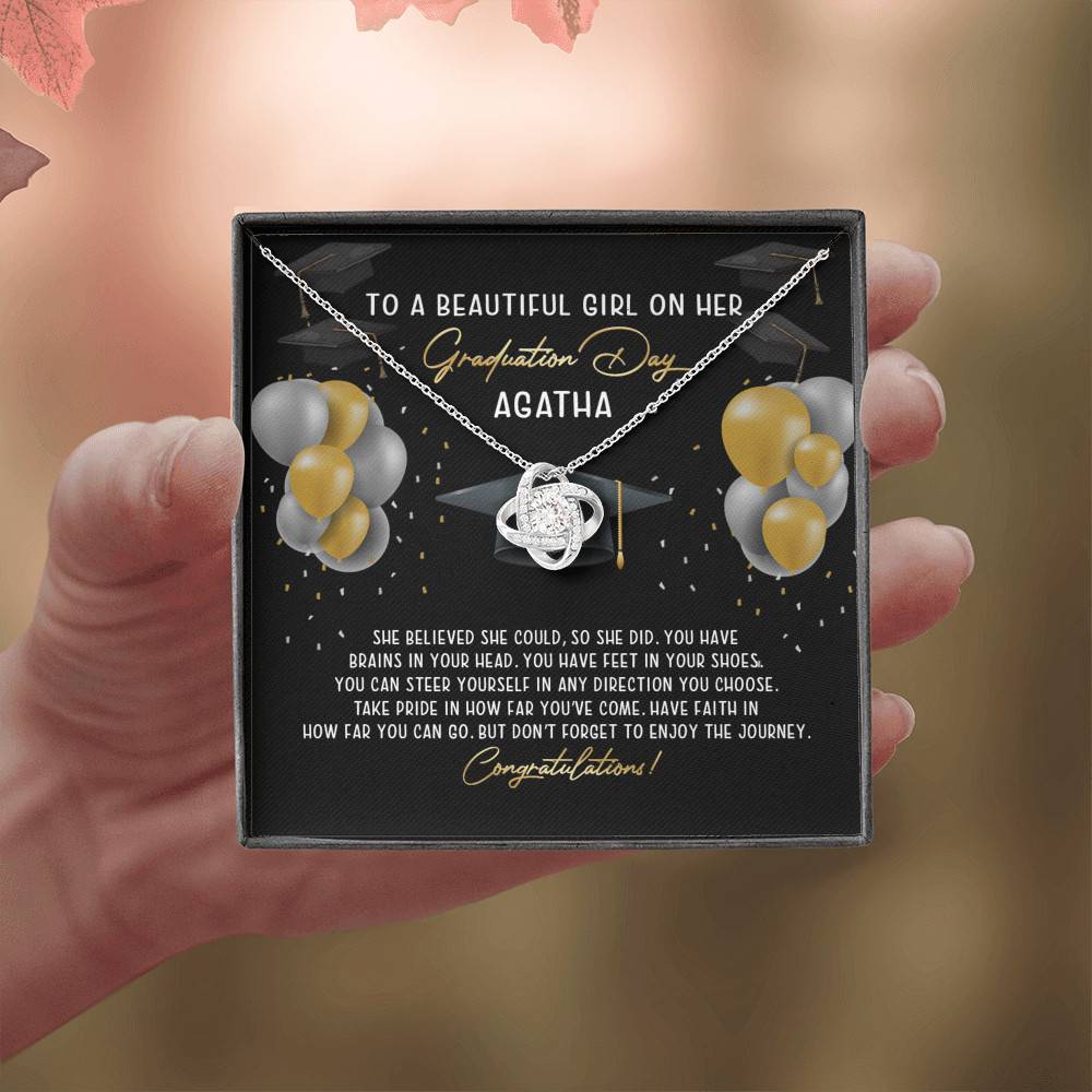 Personalized She Believed She Could So She Did Love Knot Necklace - Graduation Gift Necklace Personalized She Believed She Could So She Did Love Knot Necklace - Graduation Gift Necklace