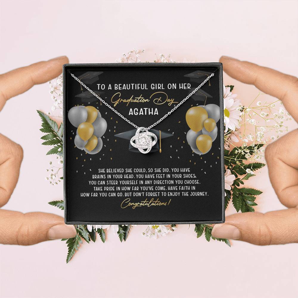 Personalized She Believed She Could So She Did Love Knot Necklace - Graduation Gift Necklace Personalized She Believed She Could So She Did Love Knot Necklace - Graduation Gift Necklace