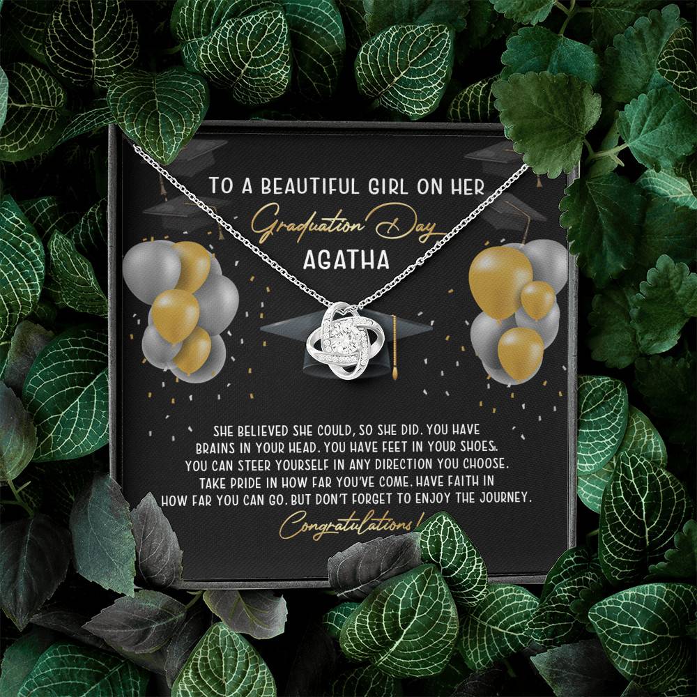 Personalized She Believed She Could So She Did Love Knot Necklace - Graduation Gift Necklace Personalized She Believed She Could So She Did Love Knot Necklace - Graduation Gift Necklace