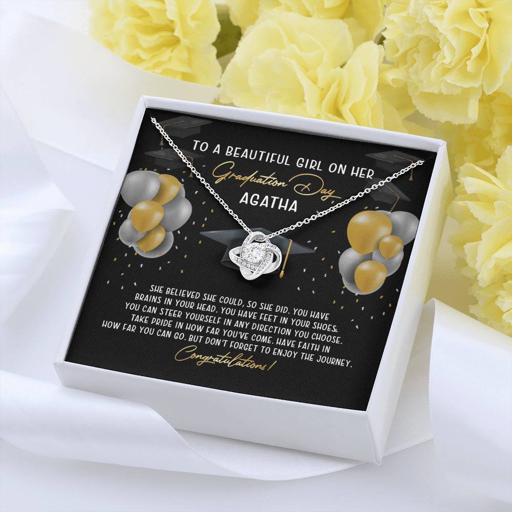 Personalized She Believed She Could So She Did Love Knot Necklace - Graduation Gift Necklace Personalized She Believed She Could So She Did Love Knot Necklace - Graduation Gift Necklace