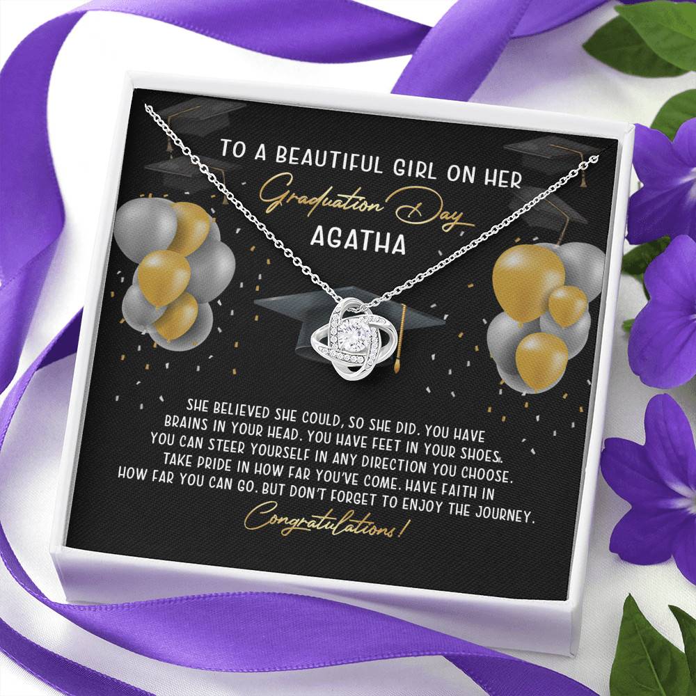 Personalized She Believed She Could So She Did Love Knot Necklace - Graduation Gift Necklace Personalized She Believed She Could So She Did Love Knot Necklace - Graduation Gift Necklace