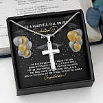 Personalized She Believed She Could So She Did Artisan Crafted Cross Necklace
