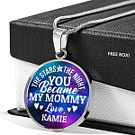 Personalized The Stars The Night You Became My Mommy Circle Pendant Necklace - Bangle