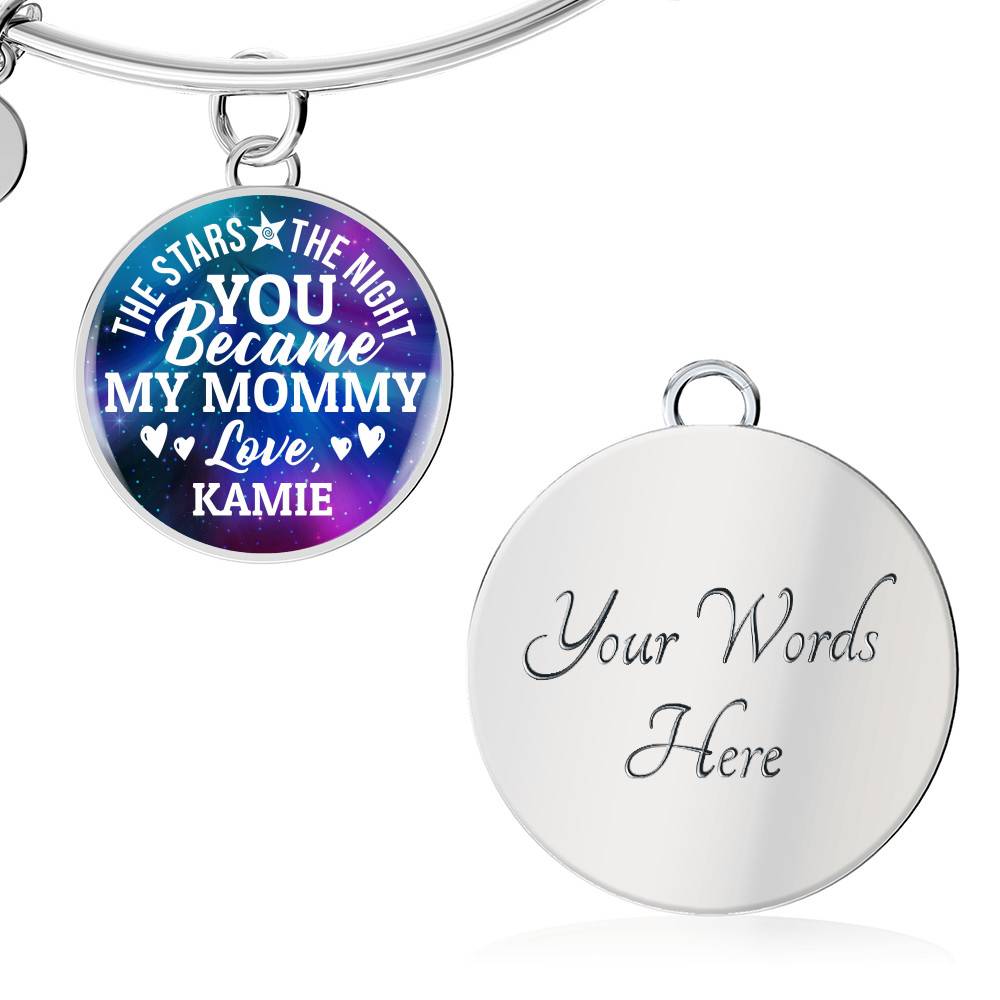 Personalized The Stars The Night You Became My Mommy Circle Pendant Necklace - Bangle