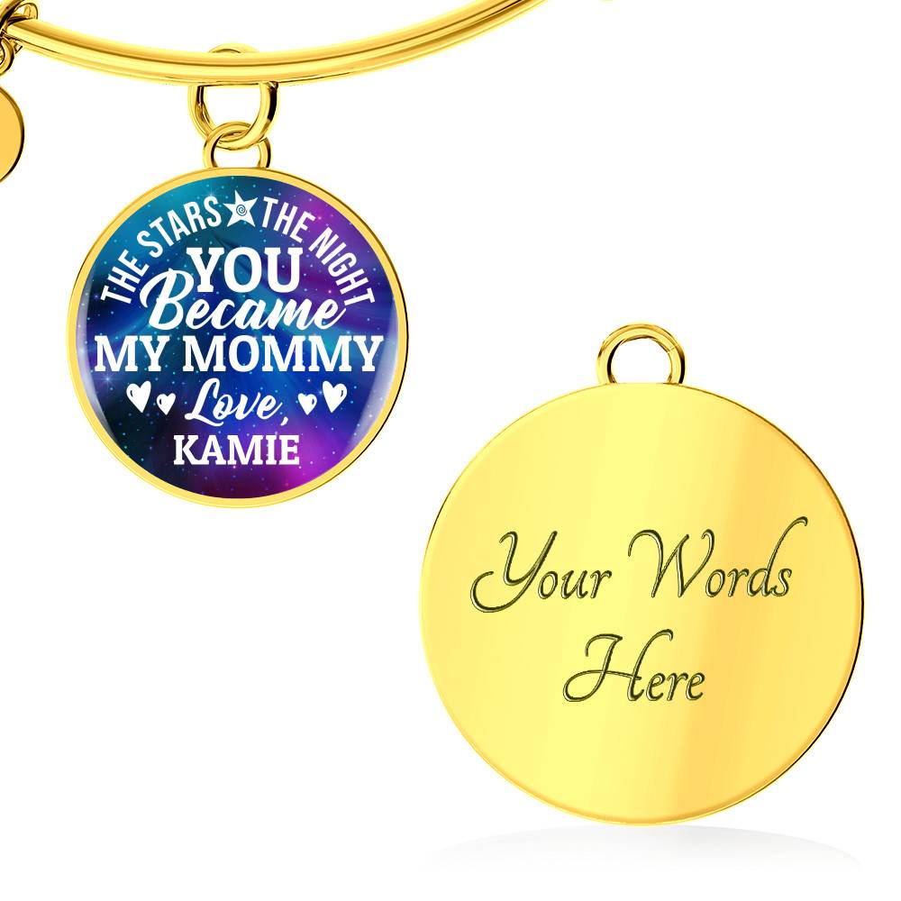 Personalized The Stars The Night You Became My Mommy Circle Pendant Necklace - Bangle