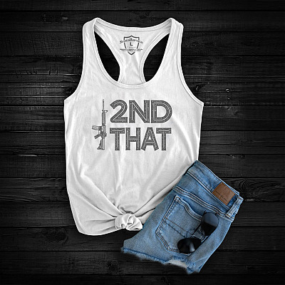 Alternative view of 2nd that Gun Tank Top - Gun Control Political Tank Top Tee - Ladies Racerback Tank