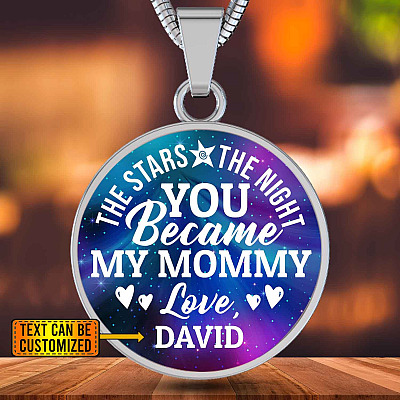 Alternative view of Personalized The Stars The Night You Became My Mommy Circle Pendant Necklace - Bangle