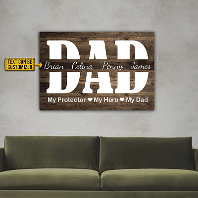 Alternative view of Personalized My Protector My Hero My Dad Wrapped Framed Canvas Prints - Unframed Poster - Home Decor Wall Art