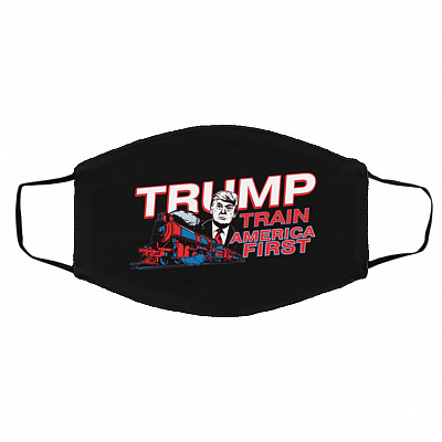 Trump Train America Mask, Black, Cloth Face Cover – Medium/Large