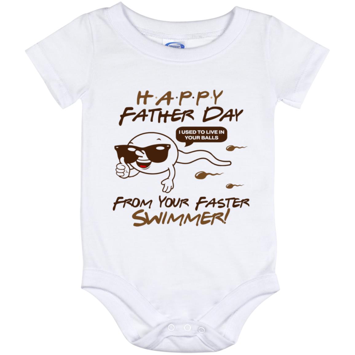 Funny Happy Father's Day Tshirt, White, Baby Onesie - 12 Month