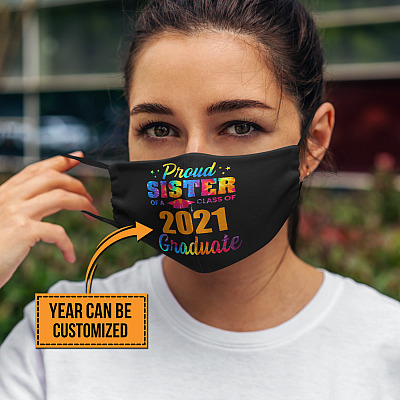 Alternative view of Personalized Proud Sister Graduate Colorful Washable Reusable Custom Printed Cloth Face Mask Cover