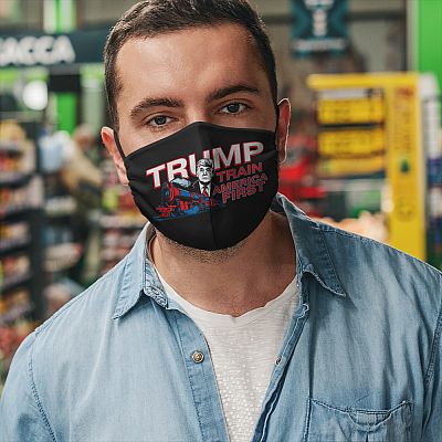 Alternative view of Trump Train America First Washable Reusable Face Mask - I Support Donald Trump Mask