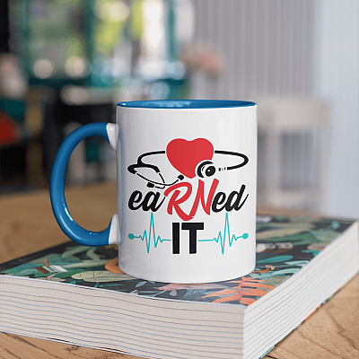 Nurse Graduation Earned It Stethoscope Heartbeat Accent Mug