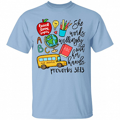 She Works Willingly With Her r Shirt, Light Blue, Unisex T-Shirt