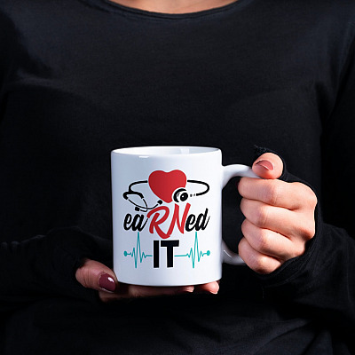 Nurse Graduation Earned It Stethoscope Heartbeat Ceramic Coffee Mug - Beer Stein - Water Bottle - Color Changing Mug