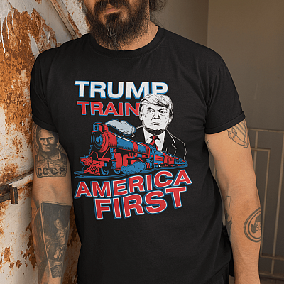 Alternative view of Trump Supporter Shirt Trump Re Election Trump Train America First T-Shirt - V-Neck Tee