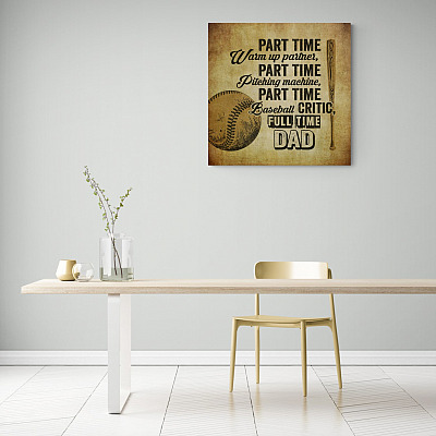 Alternative view of Vintage Baseball Part Time Warm Up Partner Part Time Pitching Machine Wrapped Framed Canvas Prints - Unframed Poster