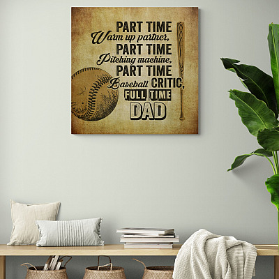 Vintage Baseball Part Time Warm Up Partner Part Time Pitching Machine Wrapped Framed Canvas Prints - Unframed Poster