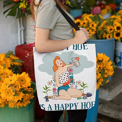 Alternative view of Funny Garden Lover Gift a Dirty Hoe Is a Happy Hoe AOP Tote Bag - Shoulder Bag - Grocery Shopping Bag