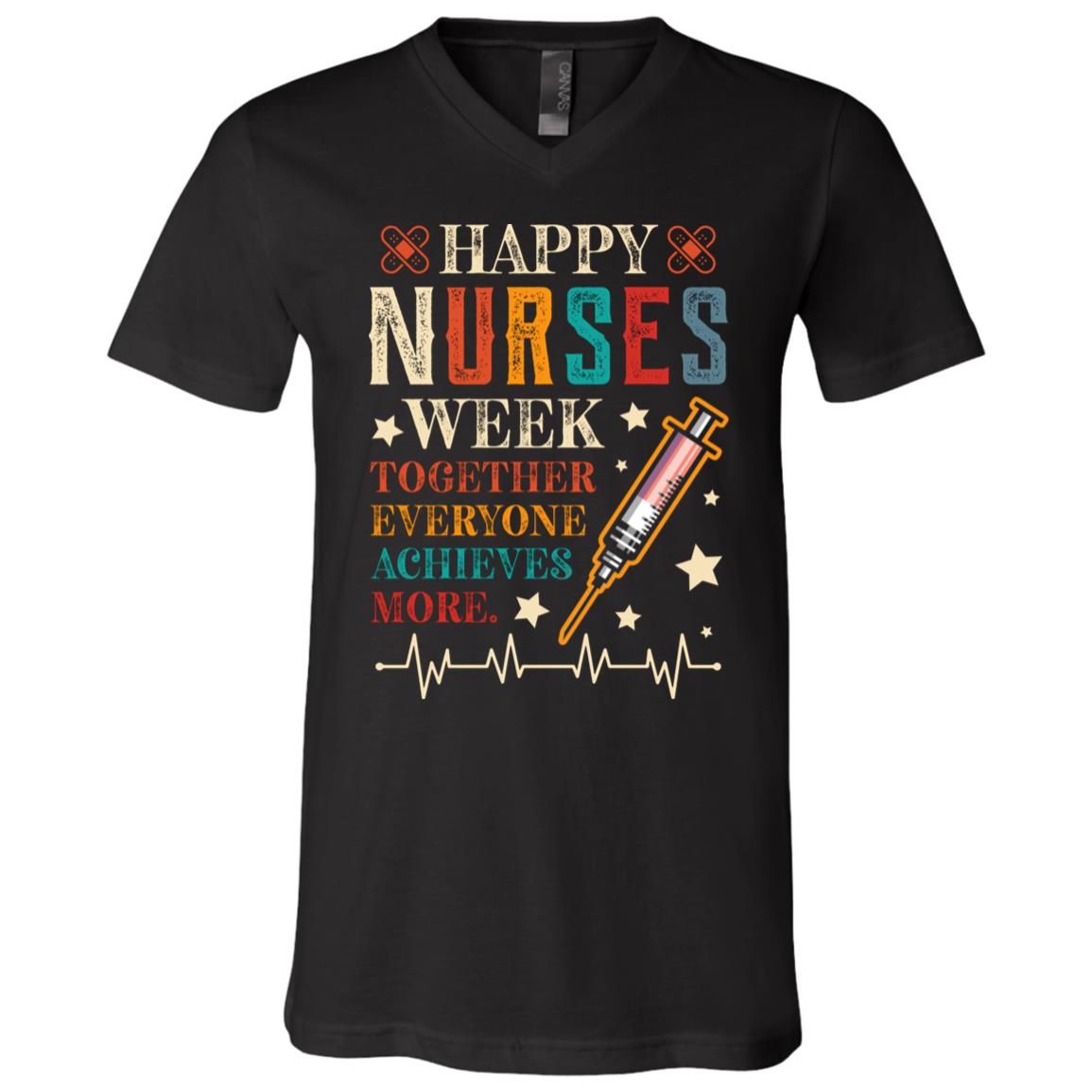 nurse t, Black, V-Neck T-Shirt