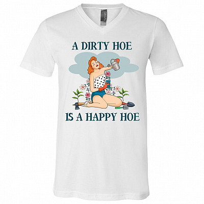hoe t, White, V-Neck T-Shirt