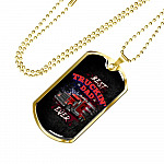 Vintage Best Truckin Dad Ever Rig Truck American Flag Dog Tag Pendant Necklace - Dog Tag (Gold Plated)