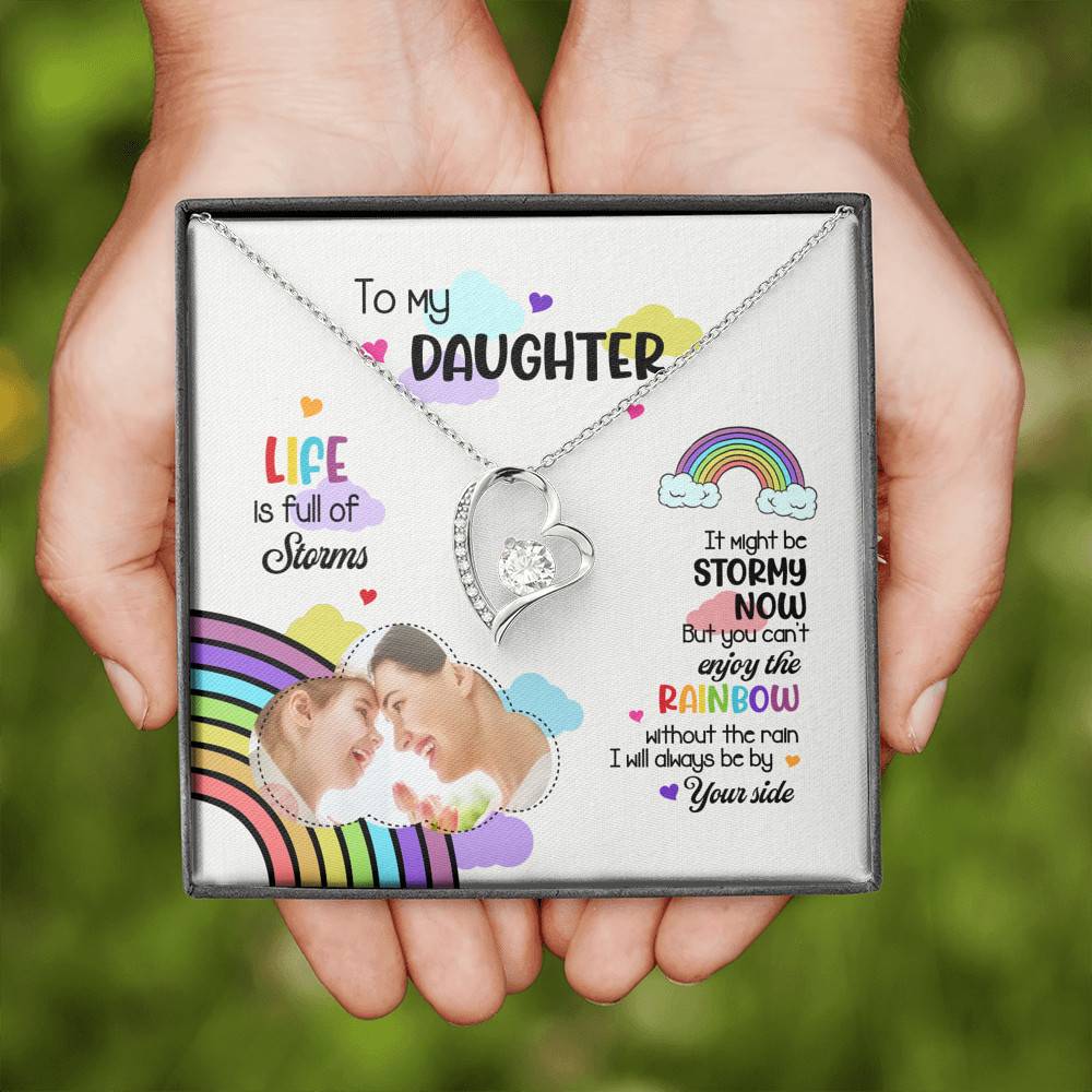 Custom Photo To My Daughter Necklace Ill Always Be by Your Side Forever Love Pendant Necklace